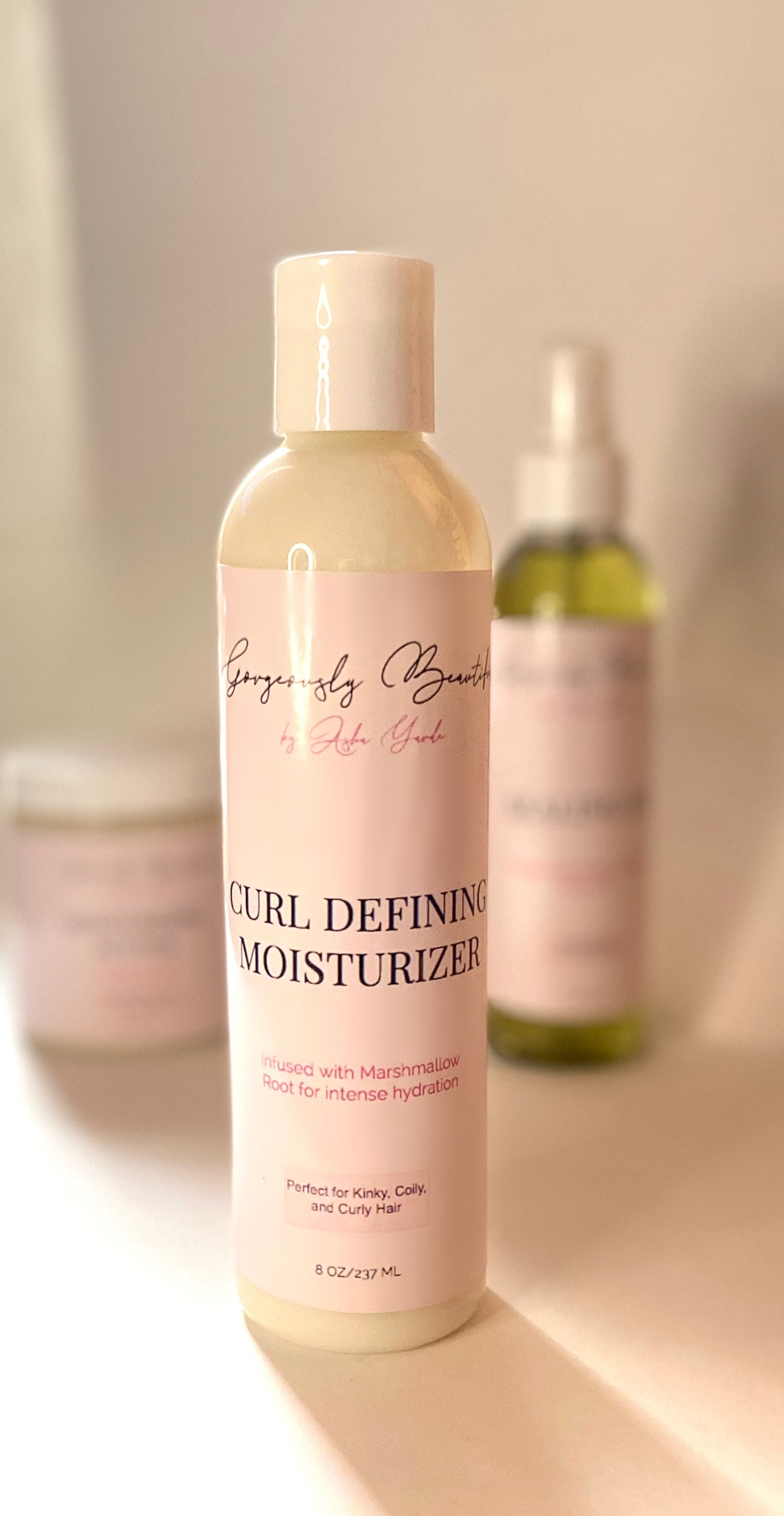 This Gorgeously Beautiful Curl Defining Moisturizer is a light weight, smooth and creamy moisturizer that instantly hydrates while defining the hair. No need for gel to get defined curls! This moisturizer is enriched with Marshmallow Root, providing enough slip to easily remove tangles and melt knots.